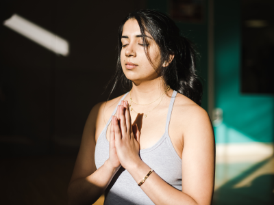 Yoga girl at home